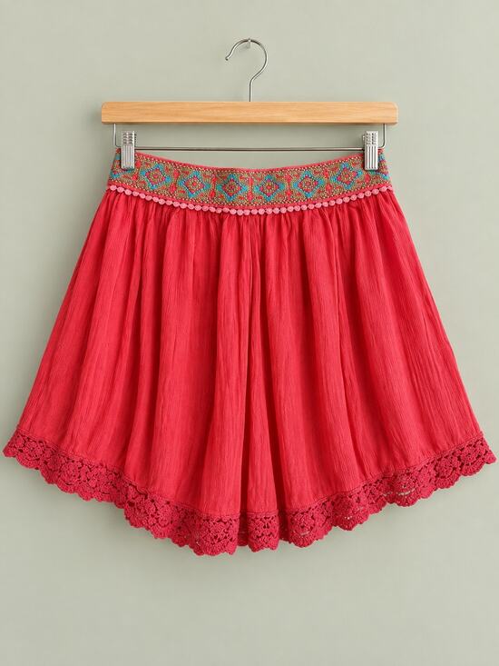 Free People Pants - Free People Embroidered Lace-Trim Boho Shorts – Small